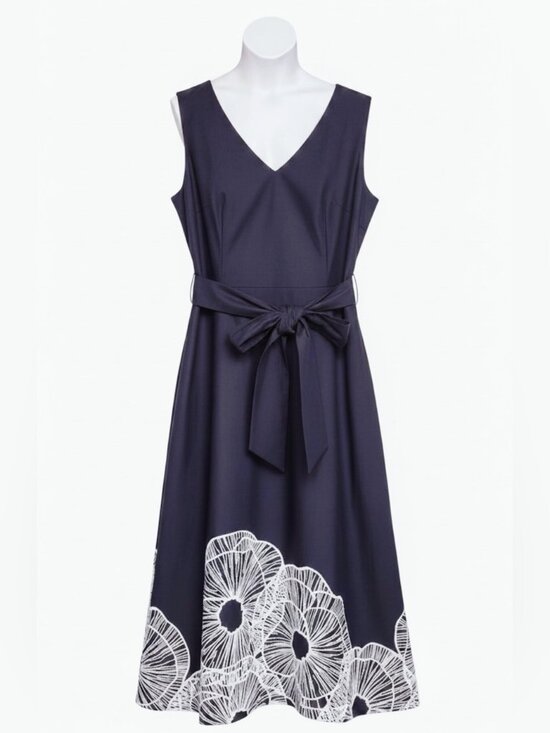 Anne Klein Dresses & Skirts - ANNE KLEIN Vanessa Border Print Sleeveless Midi Dress With Attached Sash Size 12